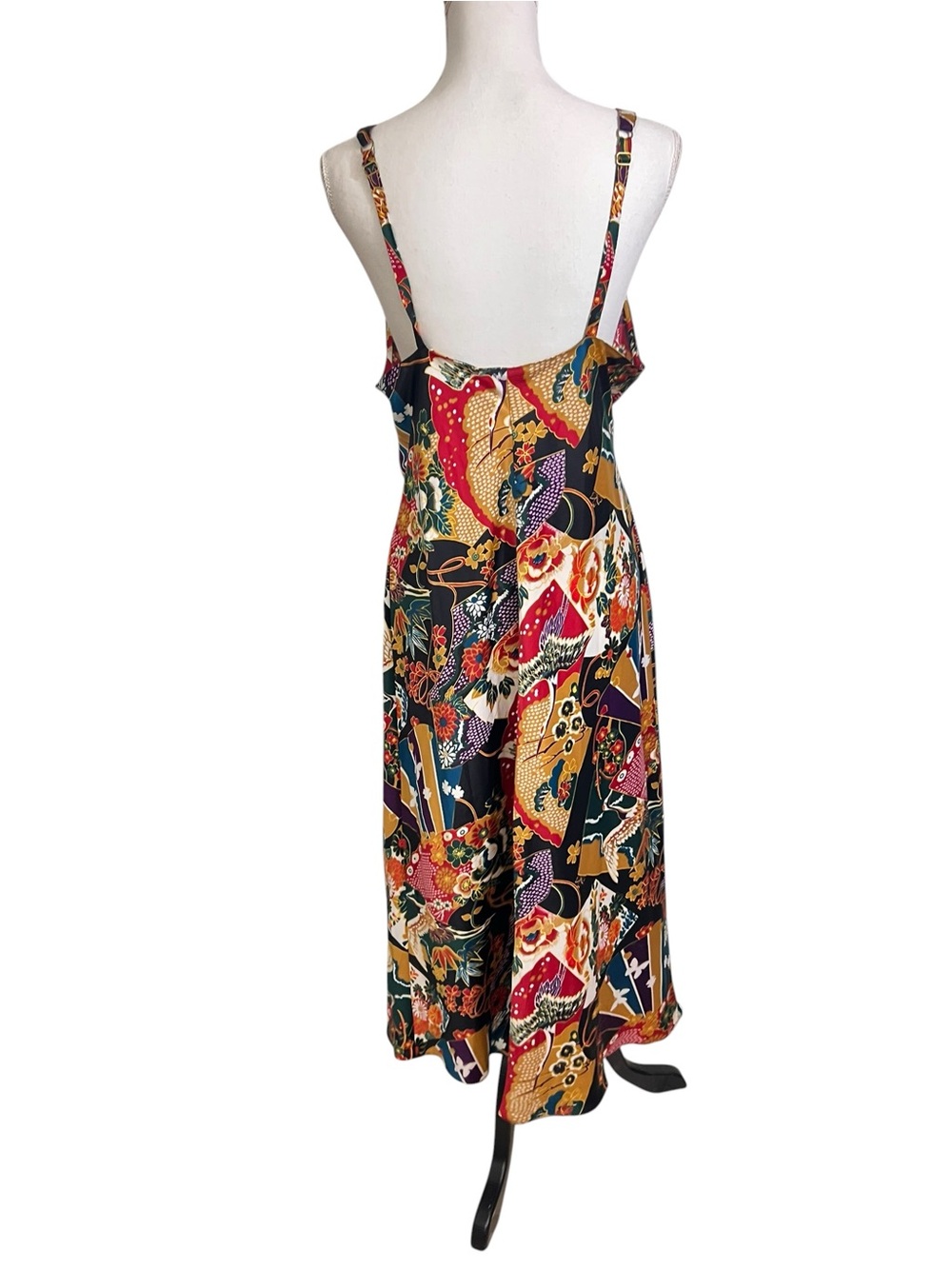 Natori Satin Silky Slip Nightgown Dress Women’s Large Long Asian Floral Pattern - Picture 3 of 7